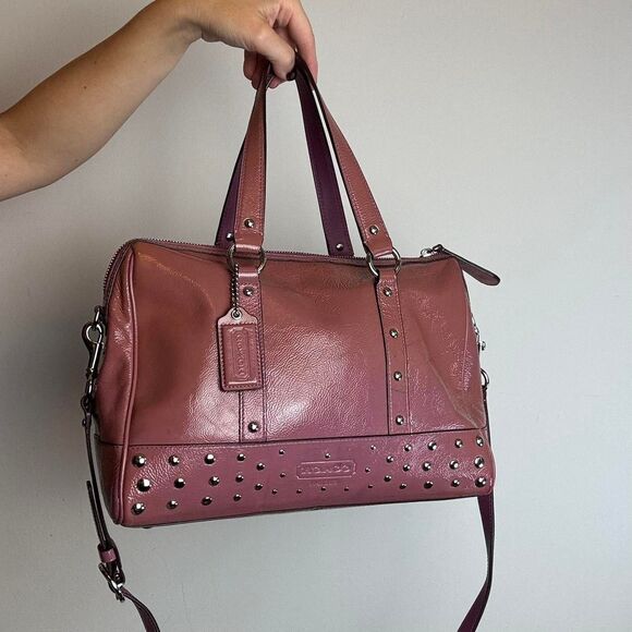 Coach Handbags - Coach Vintage Y2K Pink Patent Leather Studded Satchel Bag